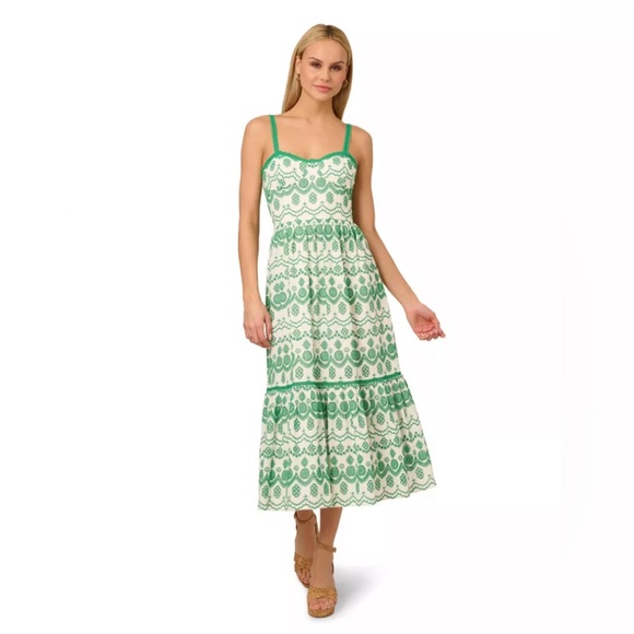 Adrianna Papell Dresses & Skirts - NWT Adrianna Papell Size 8 Eyelet Midi Dress Sleeveless Cotton